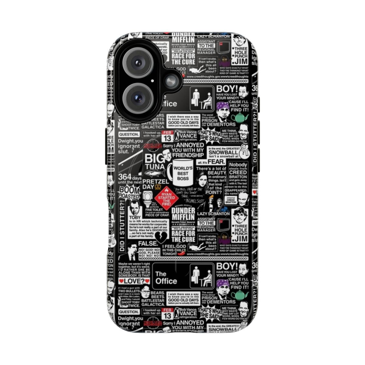 Magnetic tough phone case with quotes from the TV show The Office