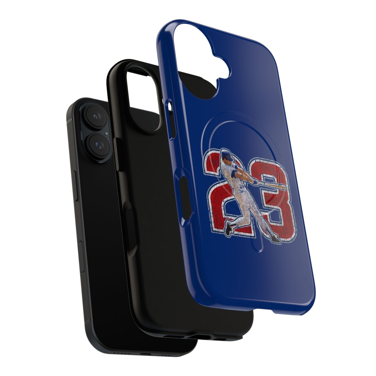 Vintage-style magnetic tough phone case featuring the number 23 and a baseball player design - Layers