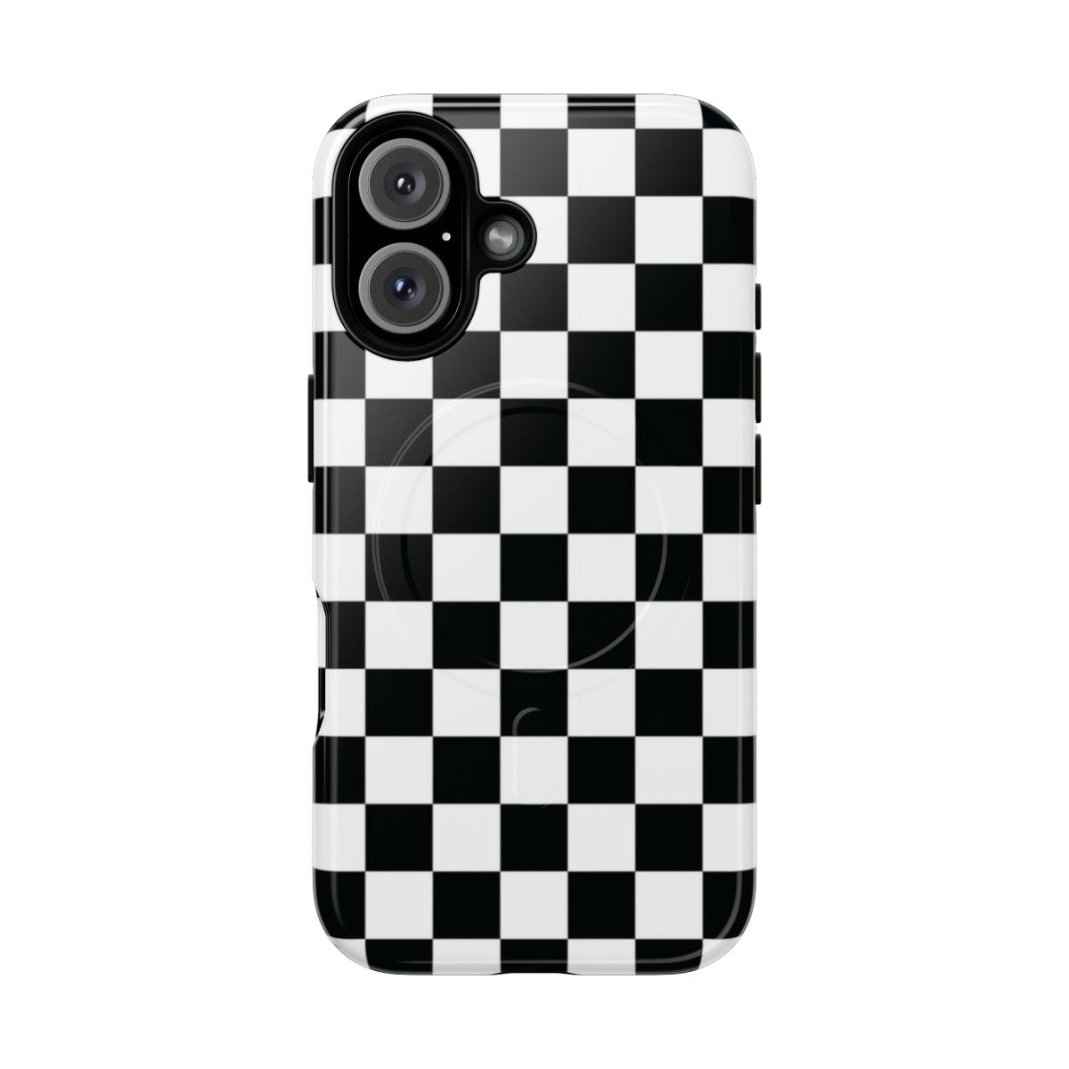 Black and white checkerboard pattern phone case