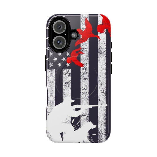 American flag magnetic tough phone case for duck hunting