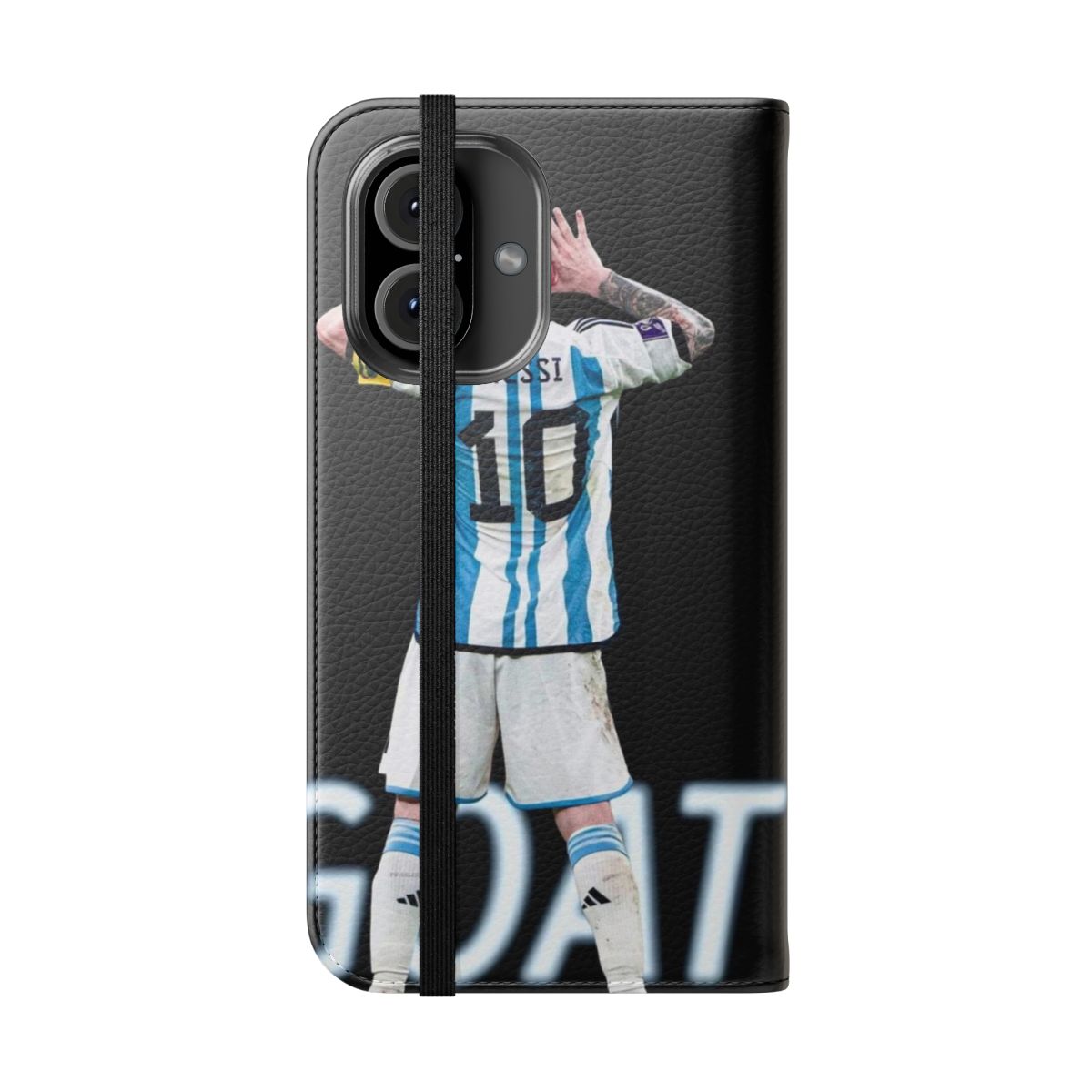 Lionel Messi-Inspired World Cup Phone Case featuring the Argentine football star - Folded Front