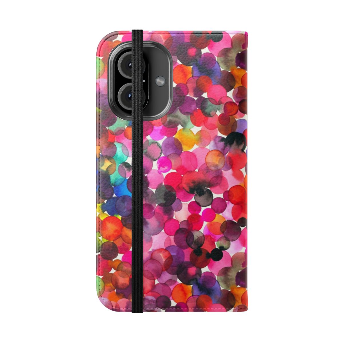 Colorful watercolor dot pattern phone case cover - Folded Front