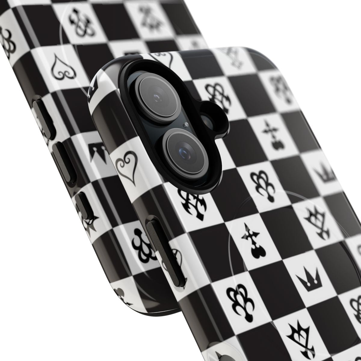 Checkered kingdom hearts inspired phone case with magnetic protective design - Detail