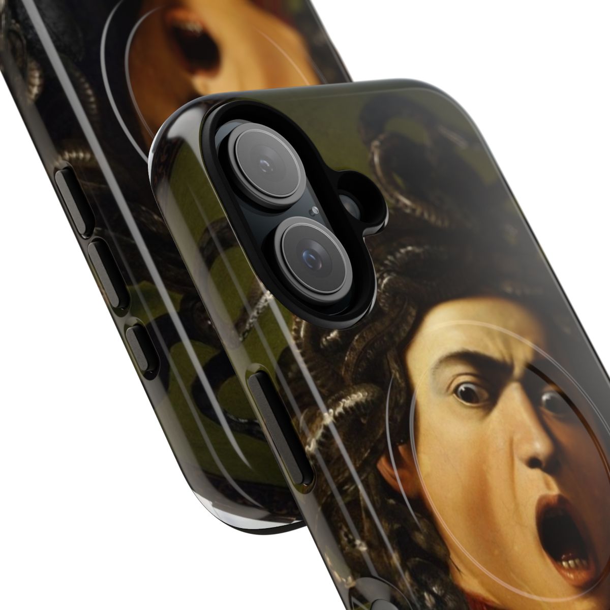 Artistic phone case featuring the Medusa painting by the famous Italian artist Caravaggio - Detail