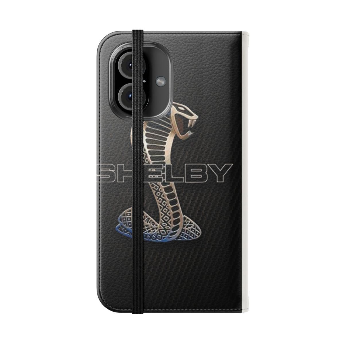 Carbon fiber phone case with Shelby Cobra design - Folded Front