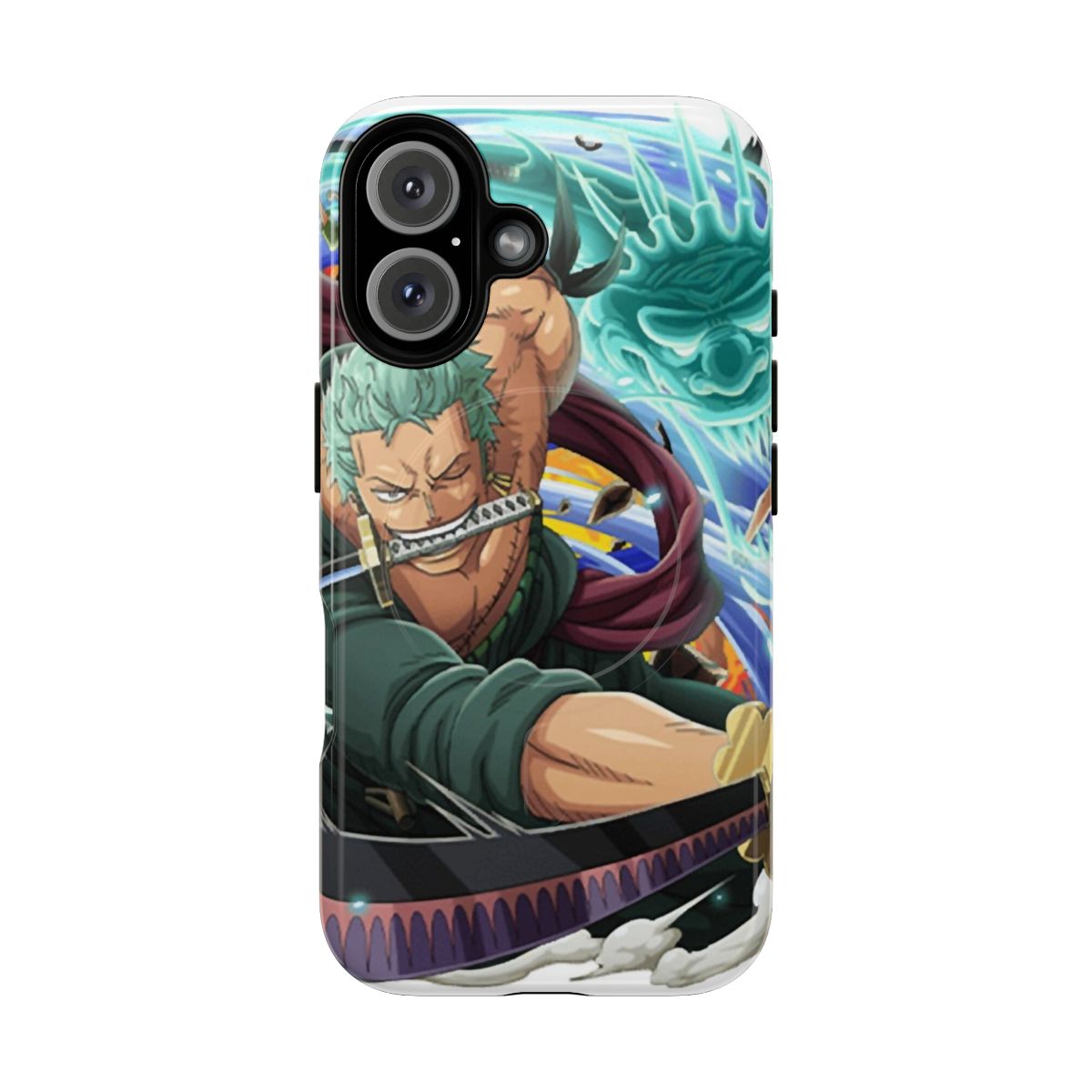 Roronoa Zoro inspired magnetic phone case with One Piece anime/manga style design