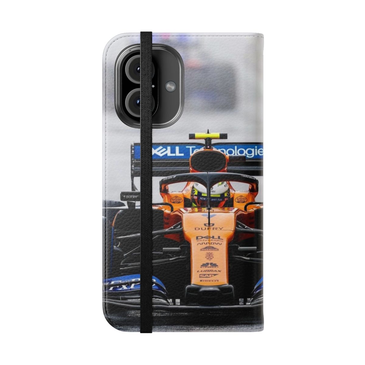 Lando Norris Inspired Rainy Day Flip Cover Phone Case - Folded Front