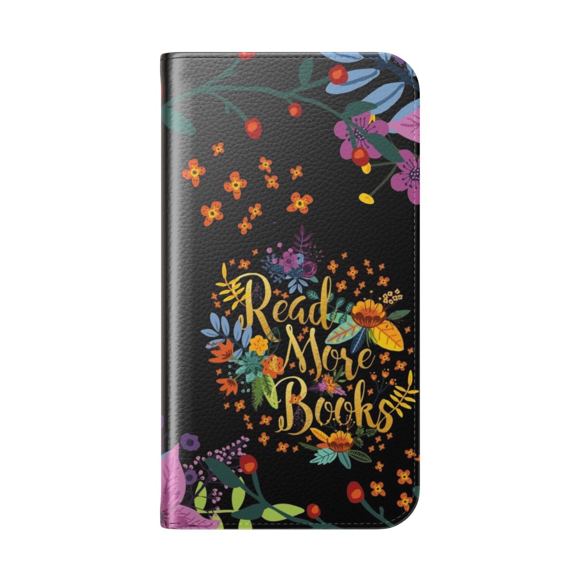 Stylish floral gold flip cover phone case for book lovers - Folded Back