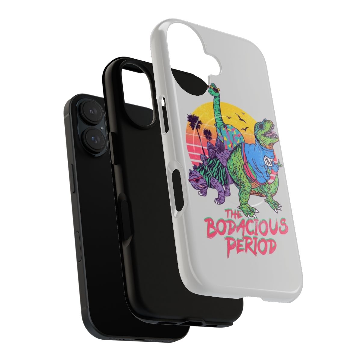 Vibrant phone cases featuring retro dinosaur designs for a cool, 80s-inspired look - Layers