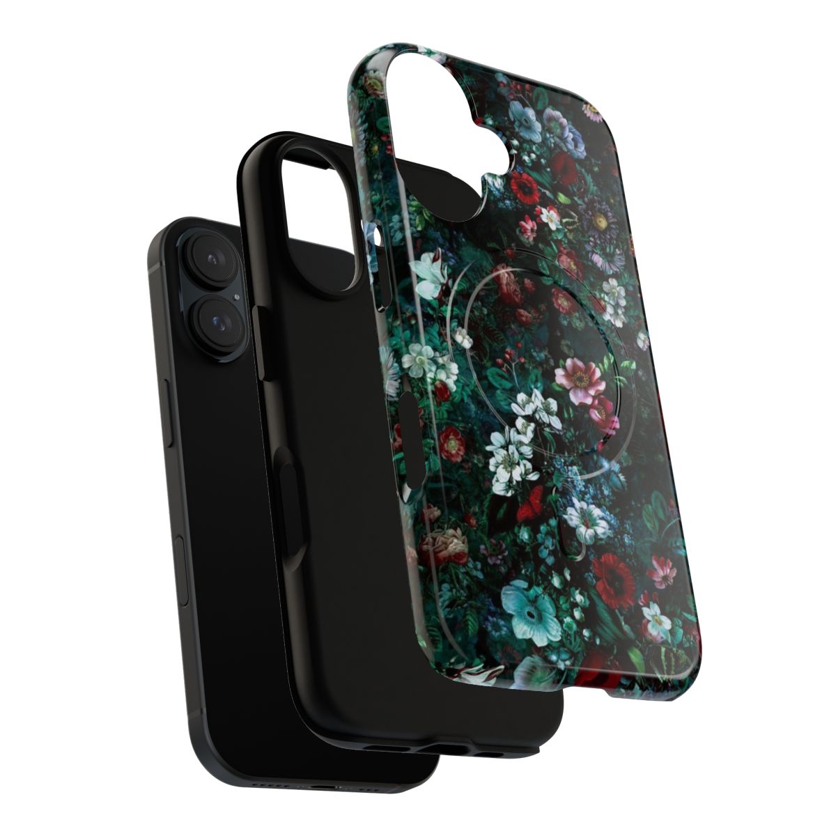 Colorful and artistic neon floral pattern on a magnetic tough phone case - Layers