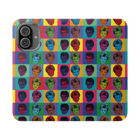 Flip phone case featuring a vintage-style illustration of Jessica Fletcher, the lead character from the 1980s TV series "Murder, She Wrote".