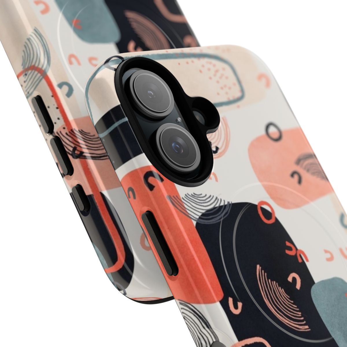 Versa Magnetic Tough Cases with abstract art patterns of geometric shapes, lines, and overlapping elements in modern, minimalist styles. - Detail