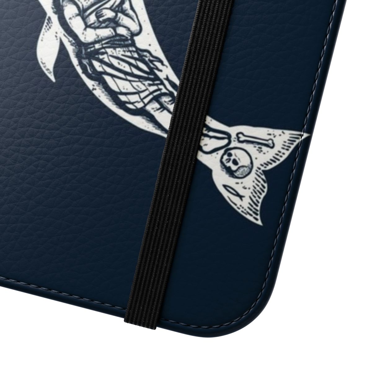 Flip cover phone case with a religious design featuring the biblical story of Jonah and the Whale. - Close Up