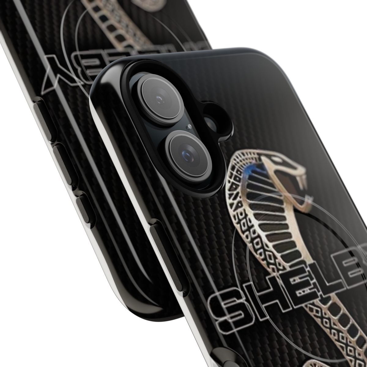 Shelby Cobra-inspired carbon fiber phone case with magnetic closure - Detail