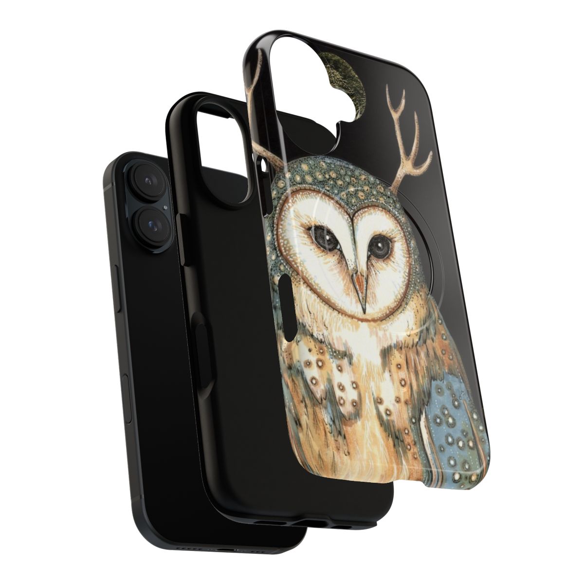 Owl spirit artwork on a durable, magnetic phone case - Layers