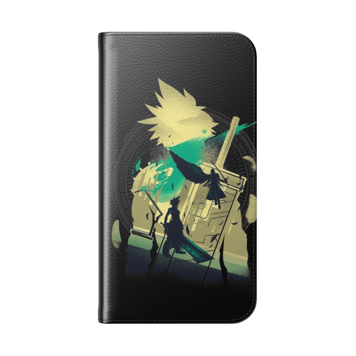 Stylized Final Fantasy 7 phone case featuring character designs - Folded Back