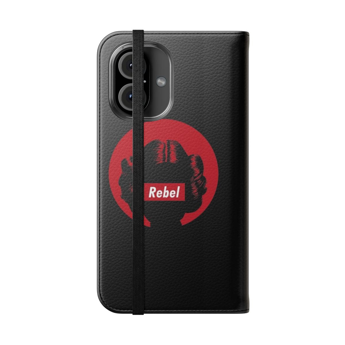 Rebel Sci-Fi Flip Cover Phone Case with Princess Leia Inspired Design - Folded Front