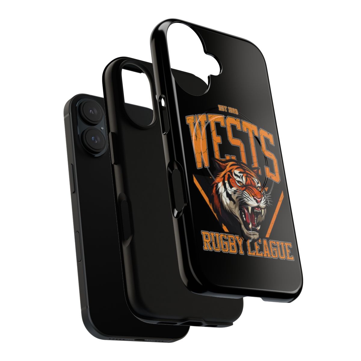 Retro-style phone case featuring the Wests Tigers rugby league team's heritage design - Layers