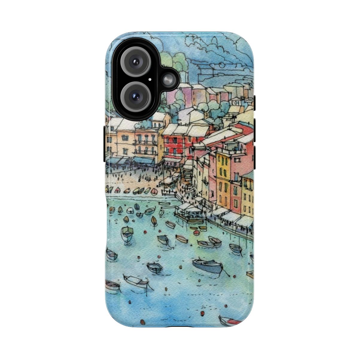 Magnetic phone case featuring a scenic landscape of Portofino, Italy