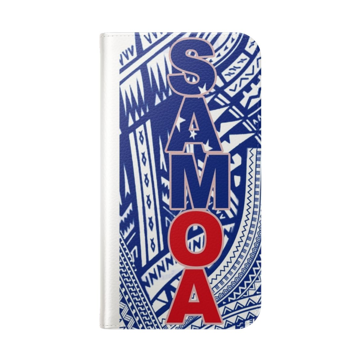 Samoa-inspired flip phone case with a vibrant Polynesian design - Folded Back