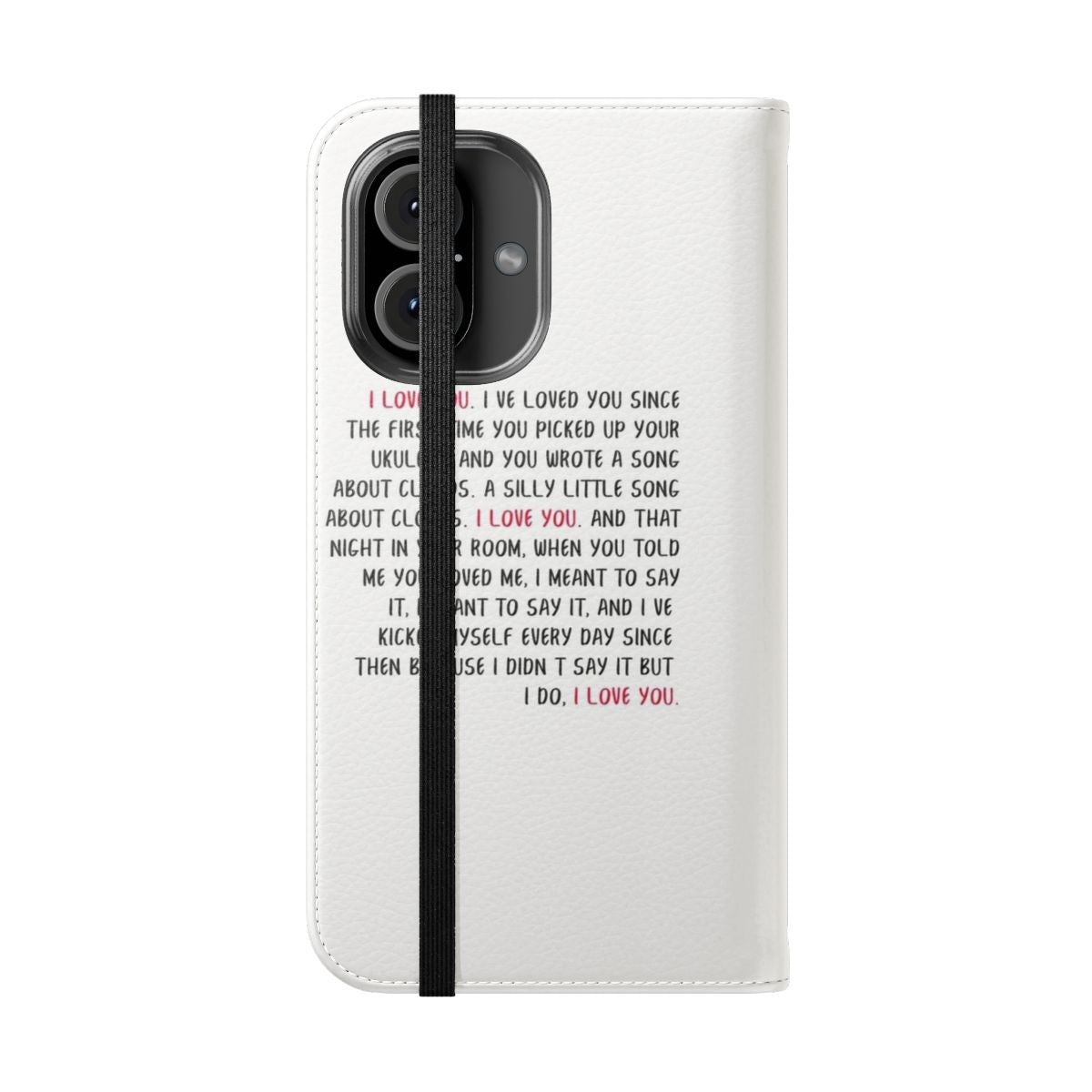 Inspired HSMTMTS phone case featuring Ricky Bowen and "I love you" text - Folded Front