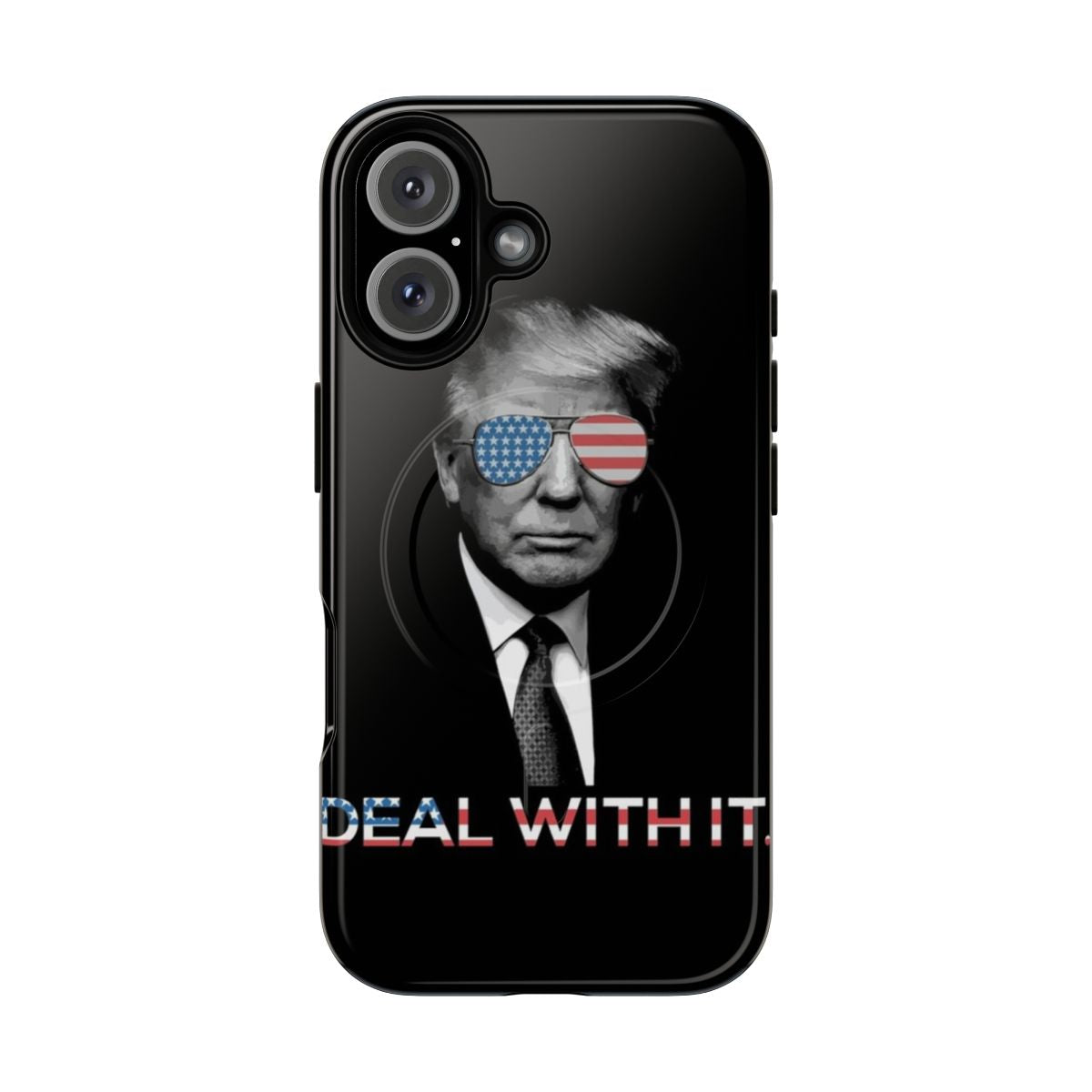 Patriotic magnetic tough phone case featuring a bold Trump-inspired design