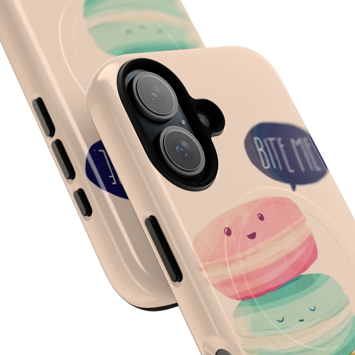 Colorful bite me magnetic tough phone cases in various food-inspired designs - Detail