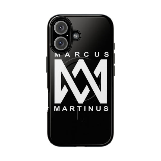 Magnetic tough phone case featuring a stylized design inspired by Marcus and Martinus