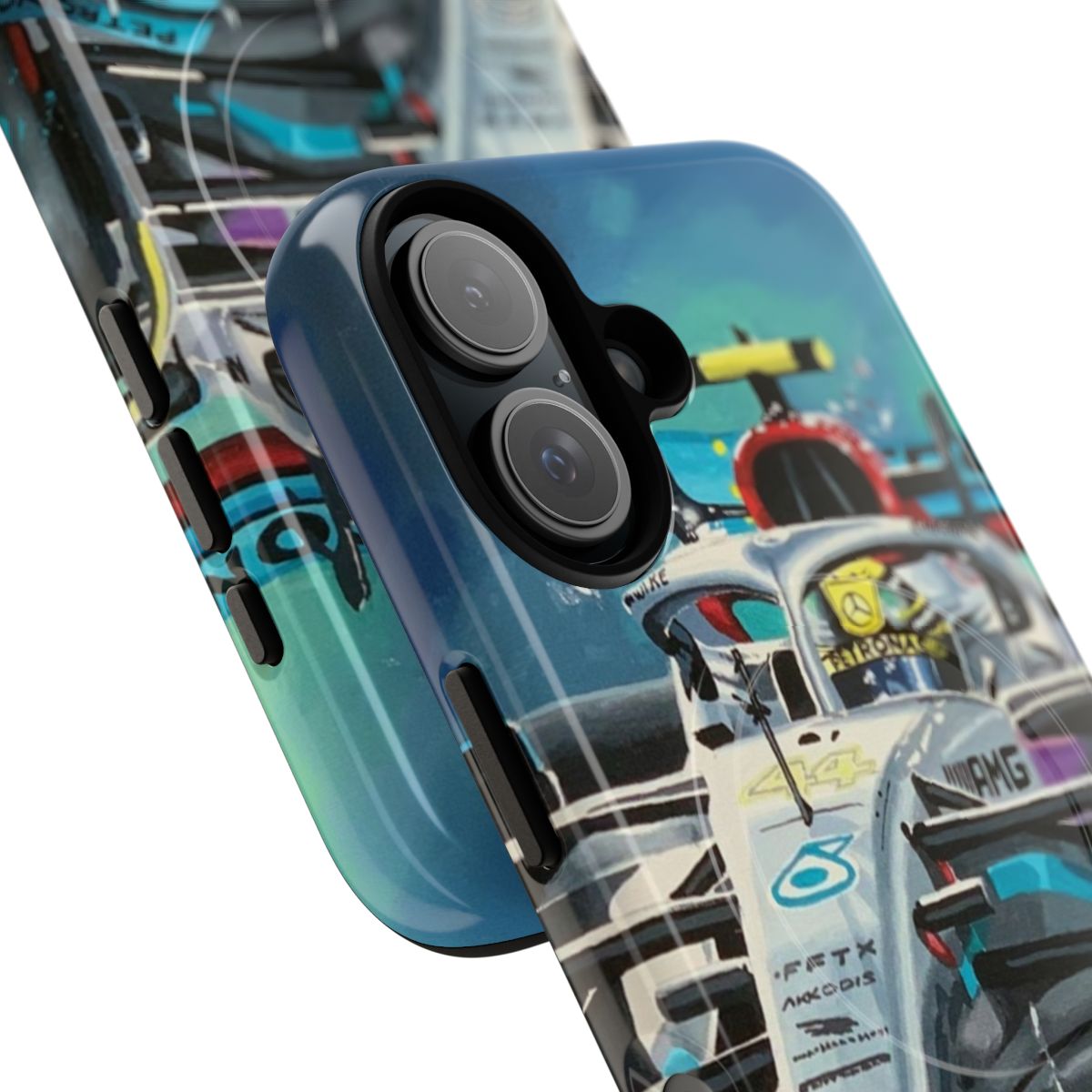 Magnetic tough phone case featuring Lewis Hamilton, the Formula 1 driver - Detail