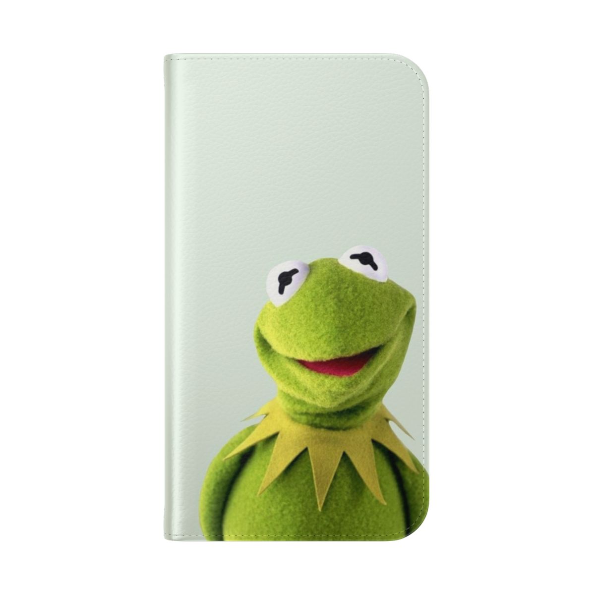 A vibrant green frog inspired mobile phone flip case - Folded Back