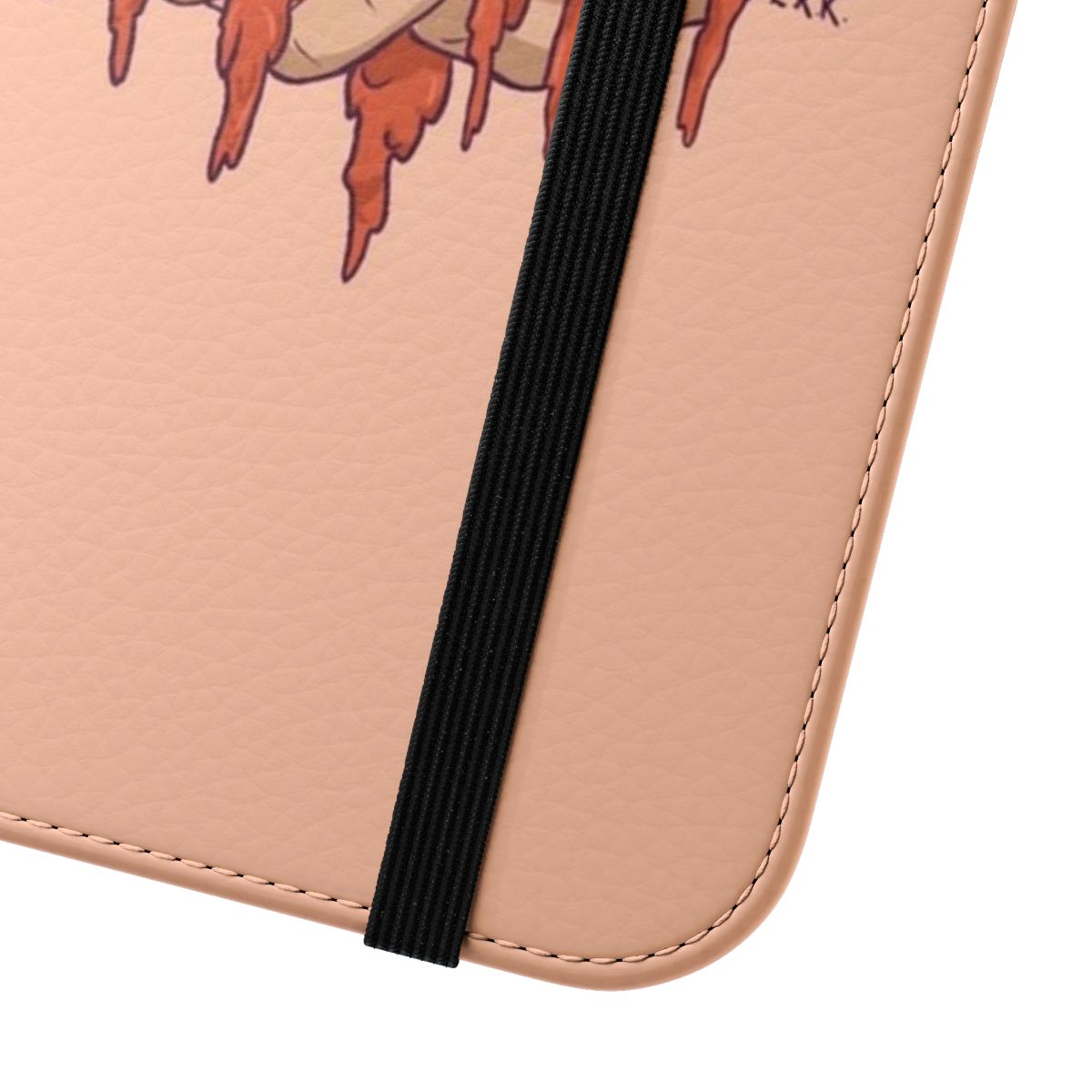 Flip phone case featuring a sapphic design with a frog and toadstool in a magical, enchanted forest setting. - Close Up