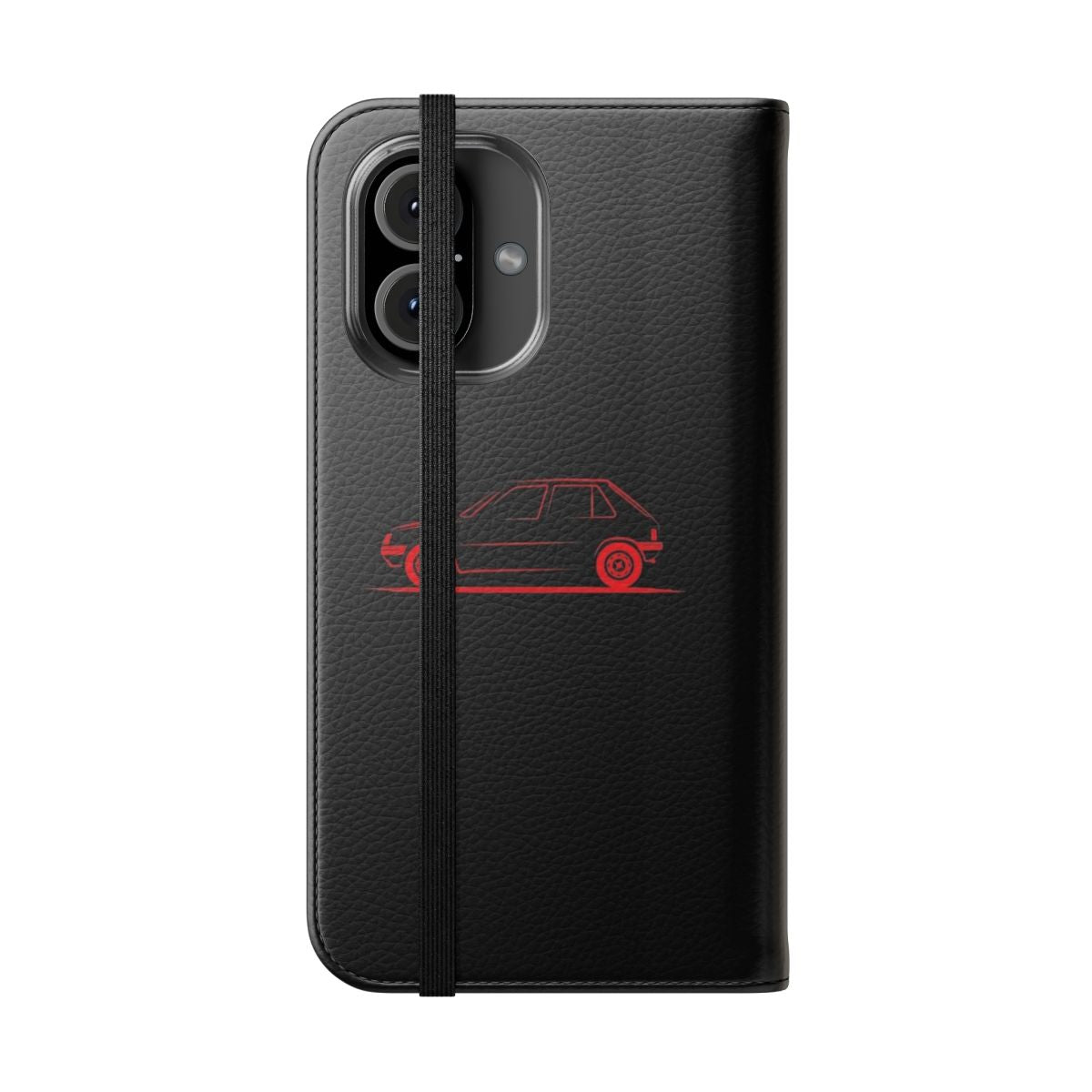 Classic Peugeot 205 car silhouette on a phone case - Folded Front