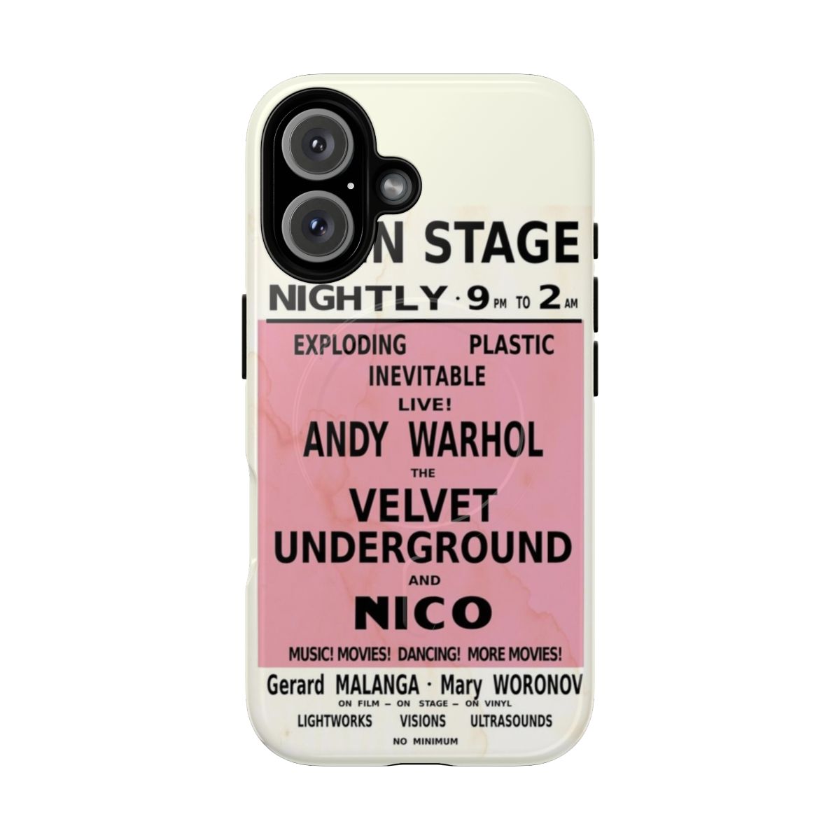 Vintage-style phone case featuring Velvet Underground and Nico artwork