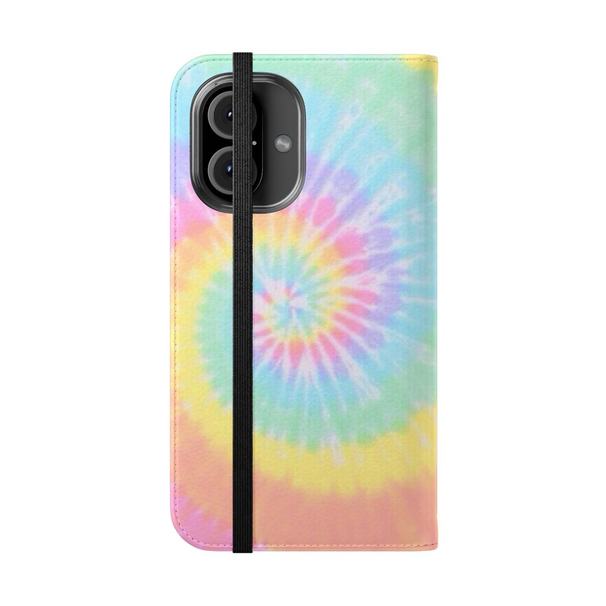 Vibrant rainbow tie dye pattern on a sleek phone case - Folded Front