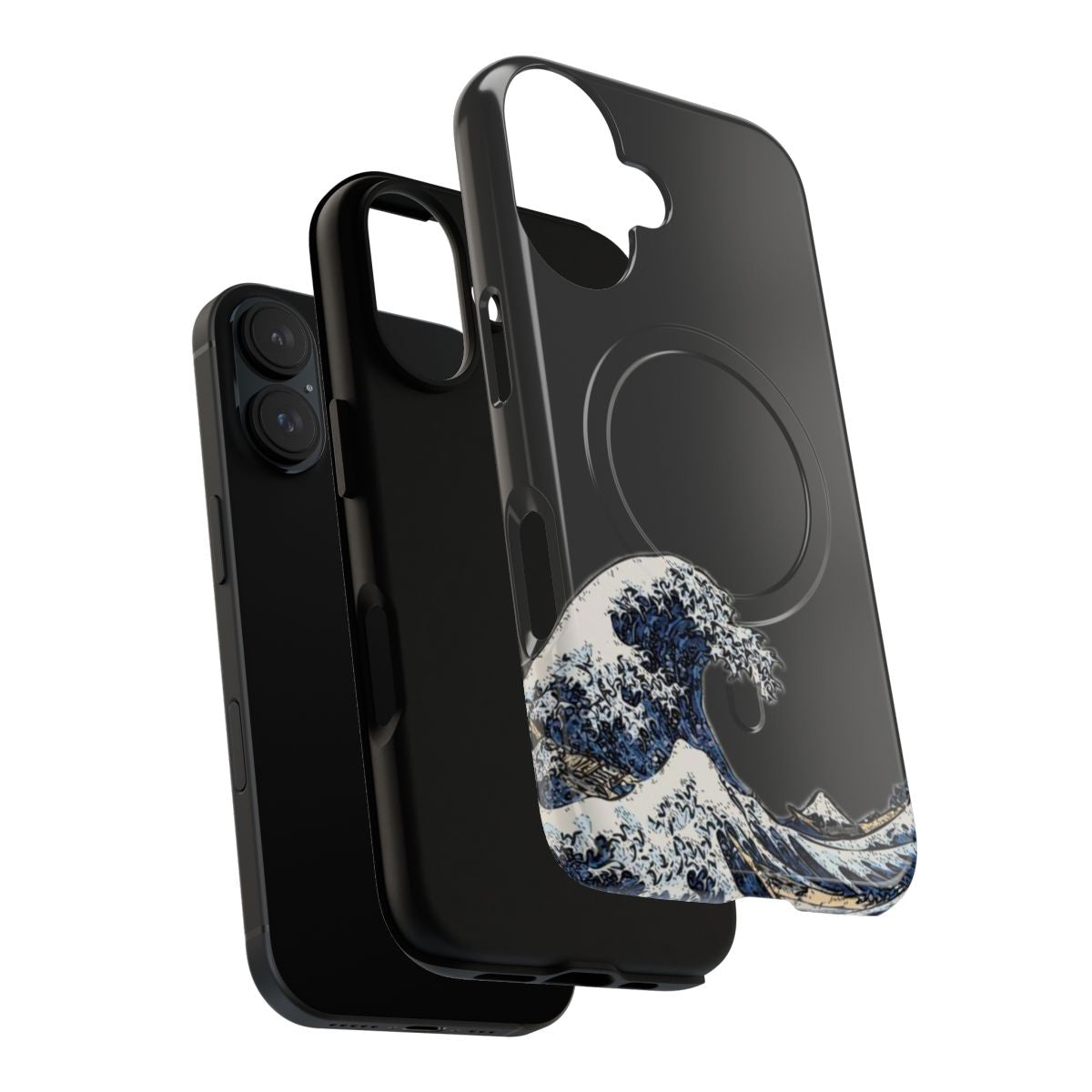 Minimalist phone case featuring Katsushika Hokusai's iconic "Great Wave off Kanagawa" ukiyo-e artwork - Layers