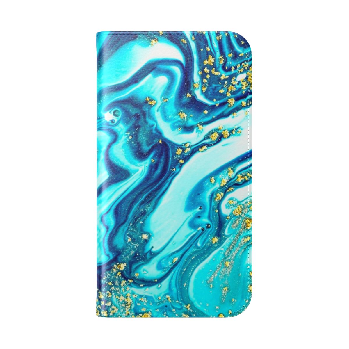 Artistic abstract fluid art phone case with marble, swirl, and tie-dye designs - Folded Back