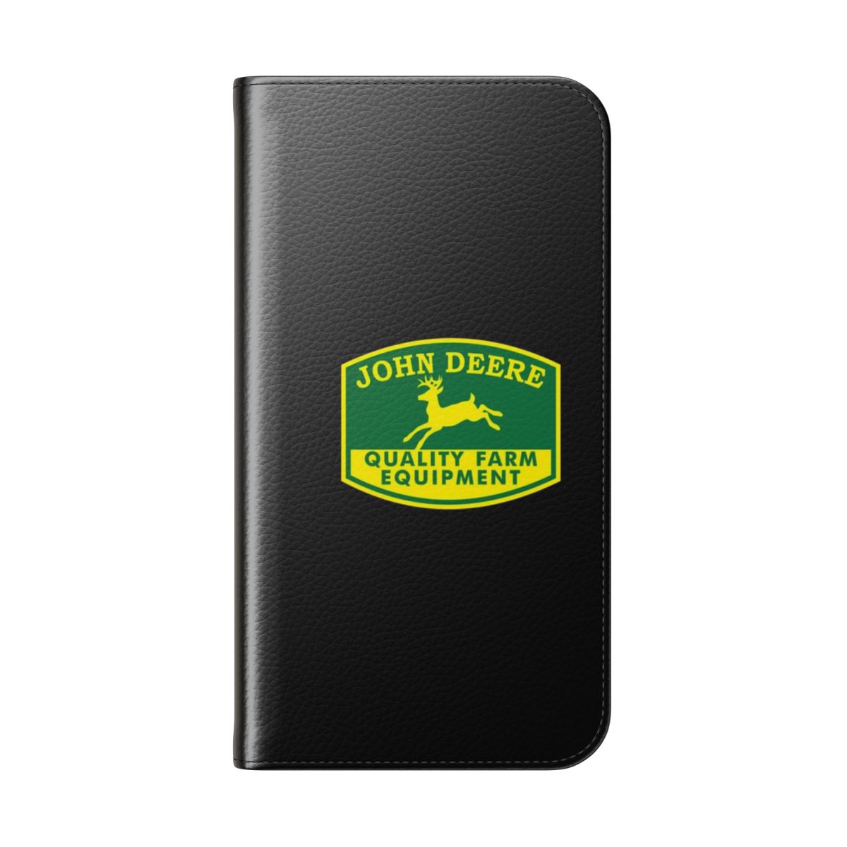 A green and yellow phone case with a john deere-style design, suitable for agricultural enthusiasts. - Folded Back