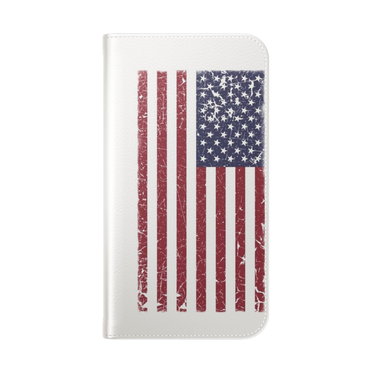 Vintage-look phone case with American flag design featuring stars and stripes - Folded Back