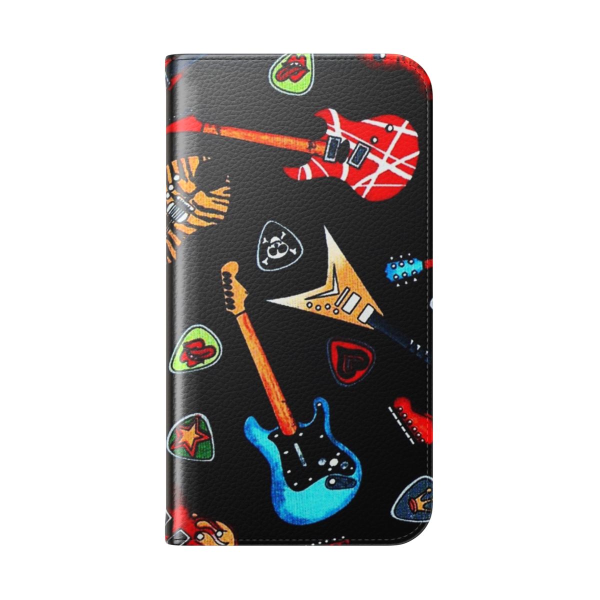 Colorful electric guitar pattern phone case cover - Folded Back