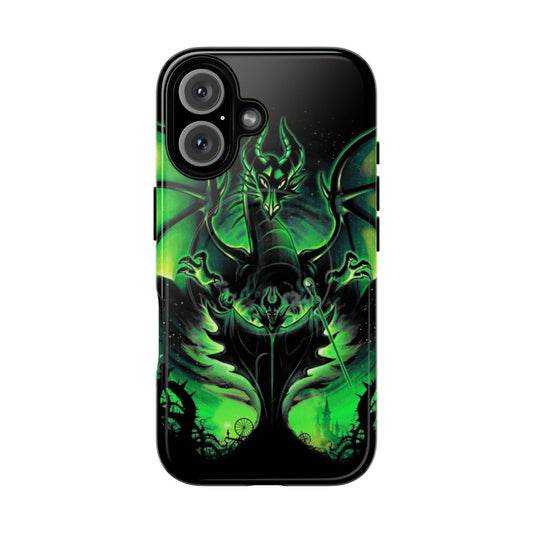 Dark fantasy phone case featuring an evil sorcerer, inspired by the villain Maleficent from Sleeping Beauty