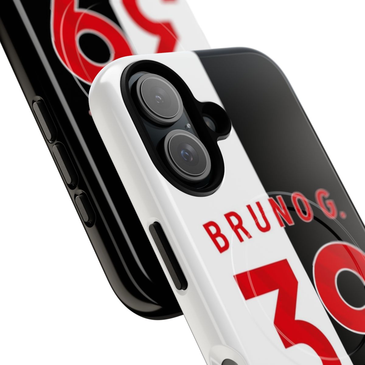 Premium magnetic tough phone case featuring the number 39 of Newcastle United player Bruno Guimarães - Detail