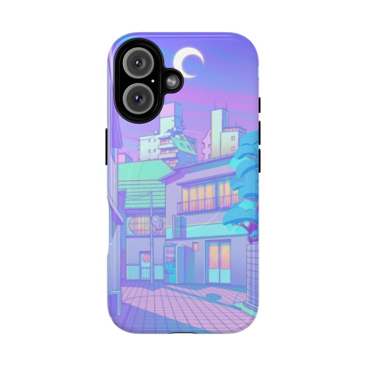 Artistic and stylish night utopia magnetic phone case with lo-fi, Sailor Moon, and cyberpunk inspired design