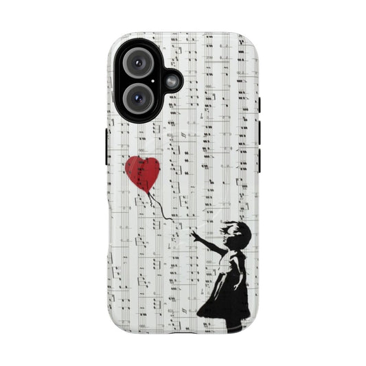 Magnetic phone case featuring the iconic Banksy artwork "Girl with a Red Balloon"