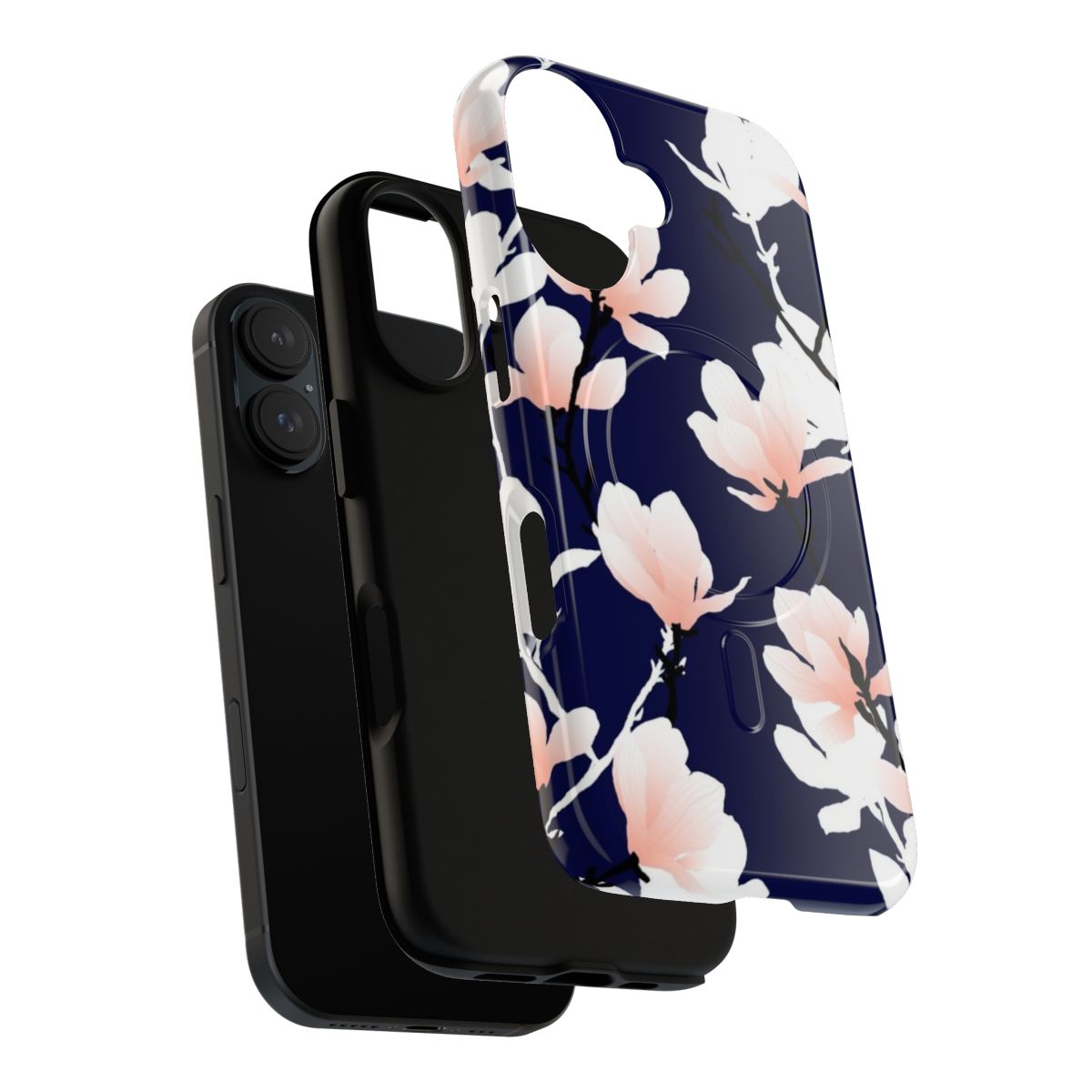 Magnolia midnight floral pattern on a magnetic tough phone case - Layers