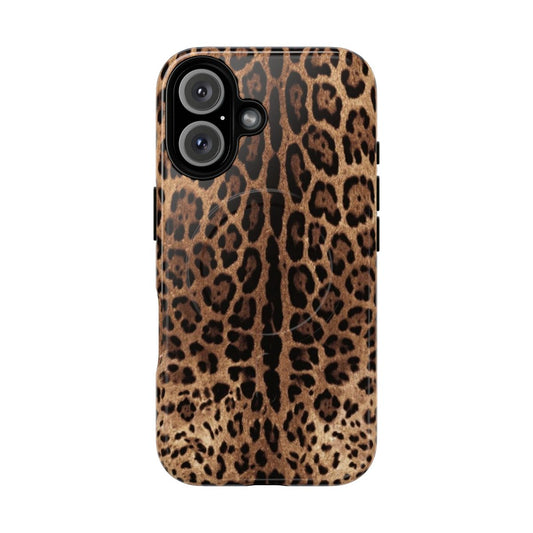 Leopard print skin magnetic tough phone case