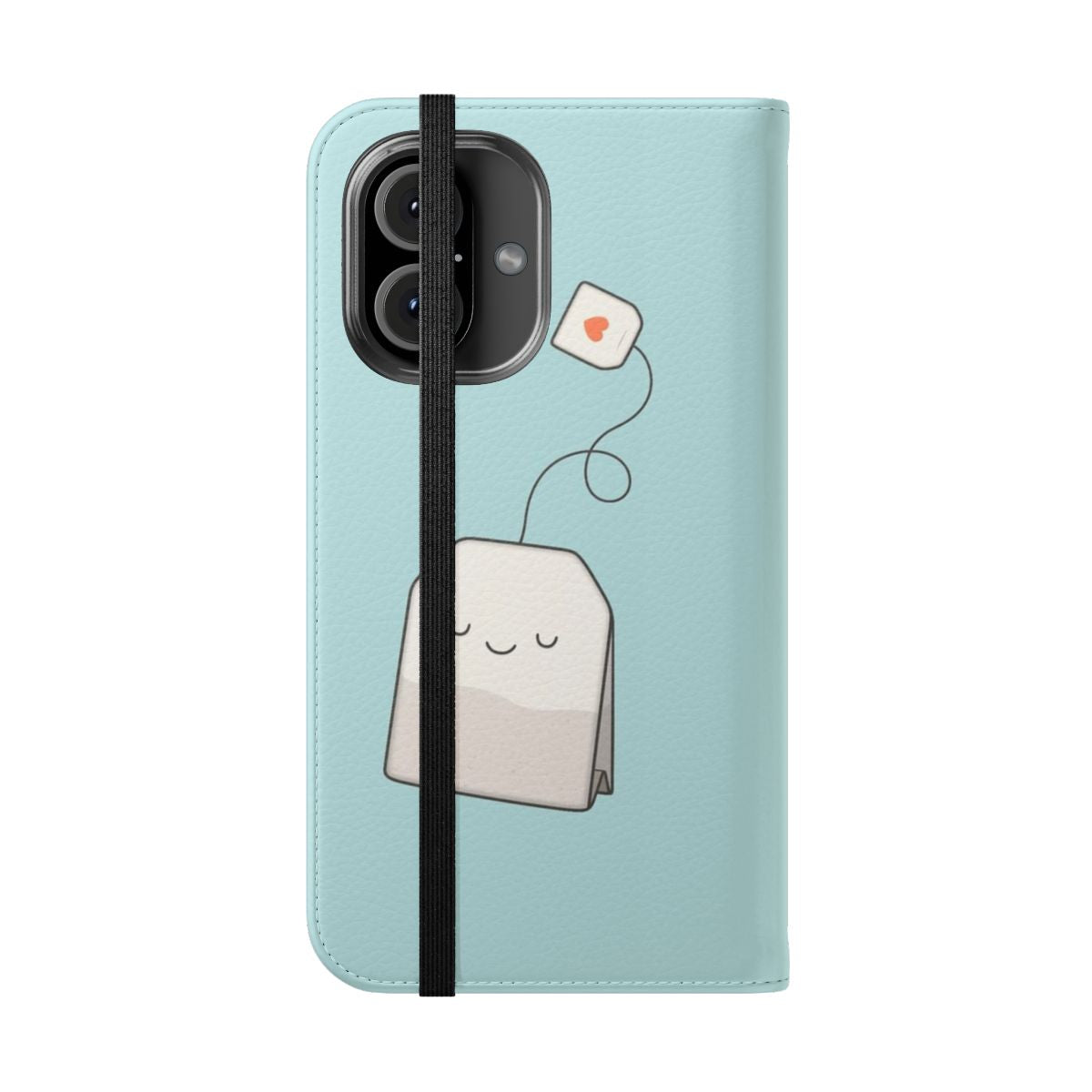 Cozy tea-themed phone case cover with a cute, kawaii design - Folded Front