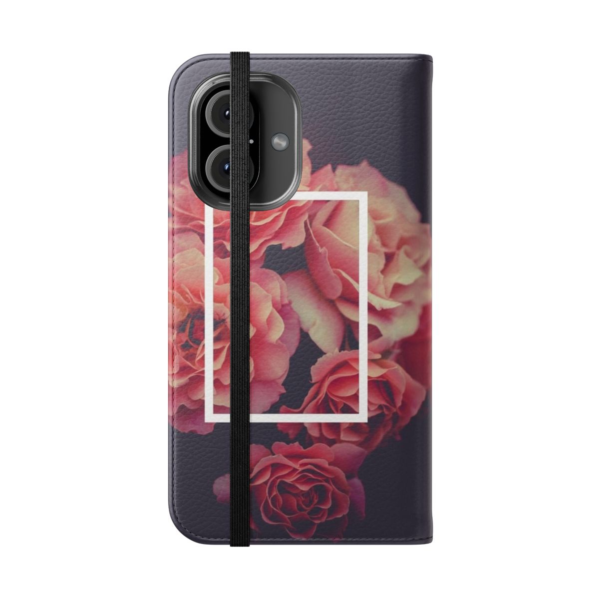 Floral Rectangle Flip Cover Phone Case for The 1975 Fans - Folded Front