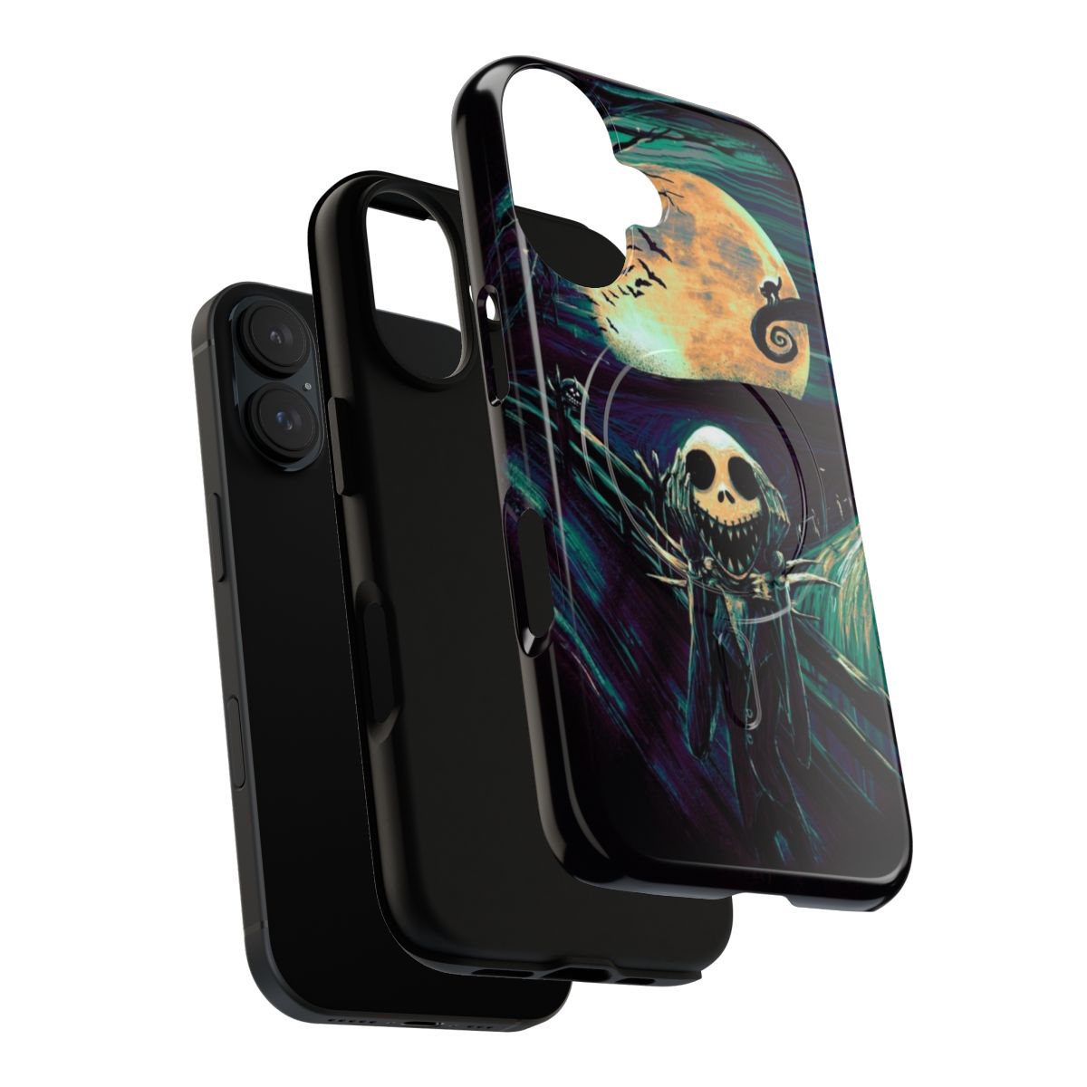 Magnetic tough phone case featuring a gothic, spooky design inspired by "The Scream" and "The Nightmare Before Christmas" - Layers