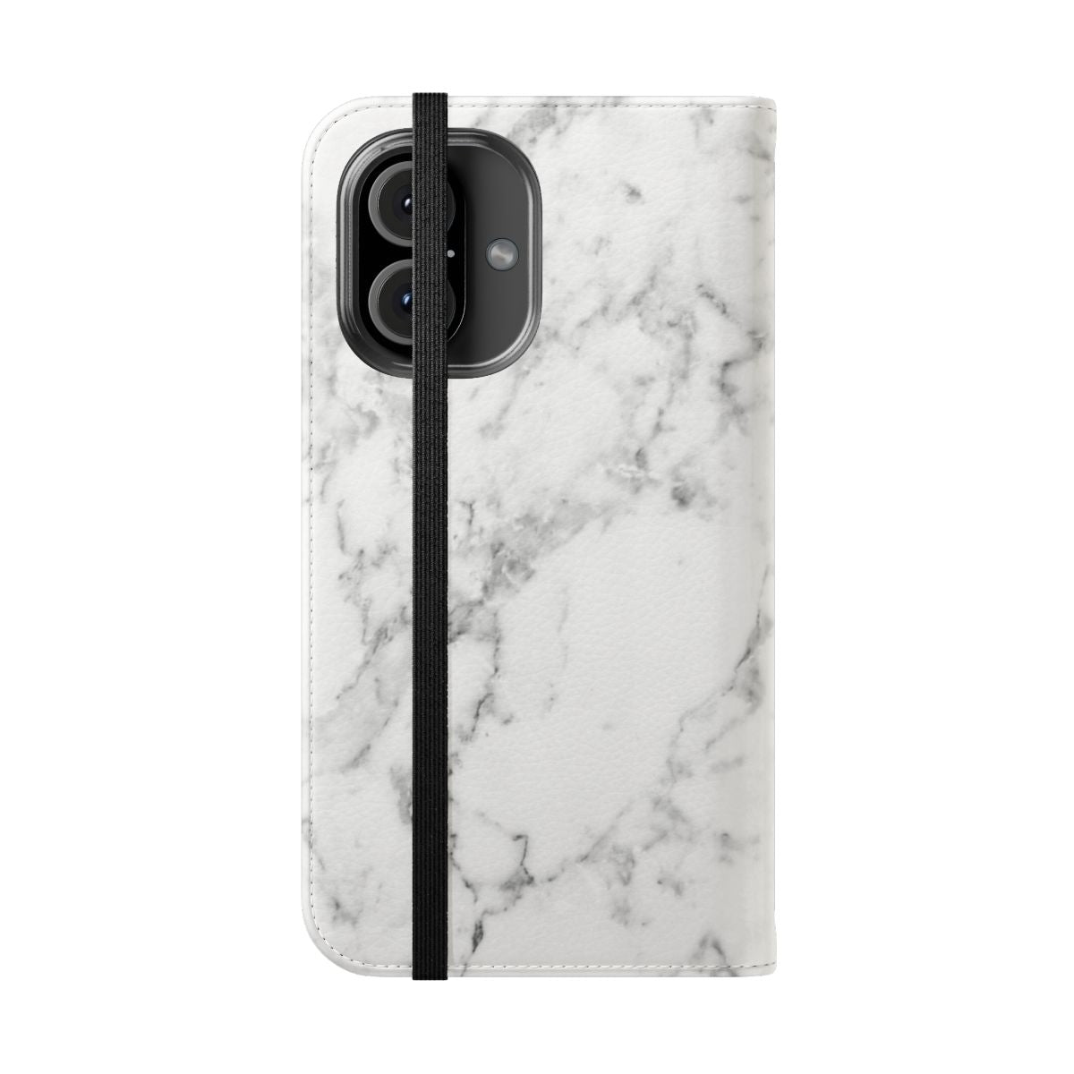 White marble print flip phone case - Folded Front