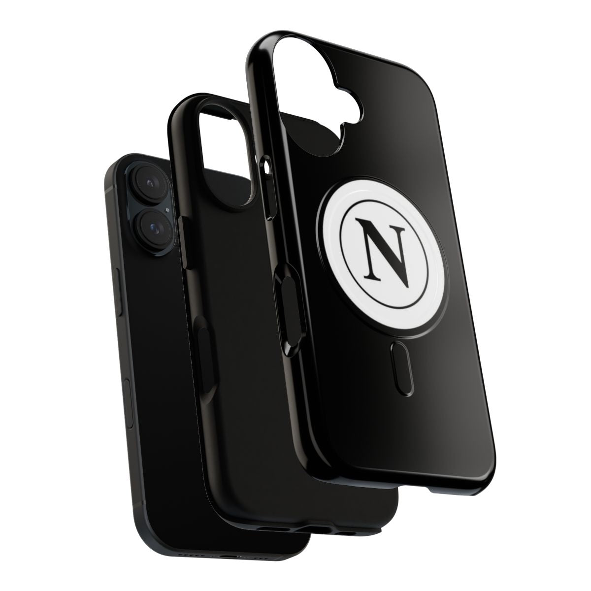 Magnetic tough phone case with black and white Napoli design - Layers